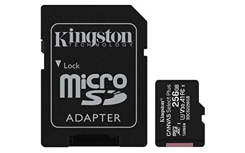 Kingston 256GB microSDHC Canvas Select Plus 100MB/s Read A1 Class 10 UHS-I Speicherkarte + Adapter mit frustfreier Verpackung (SDCS2/256GBET) von Kingston