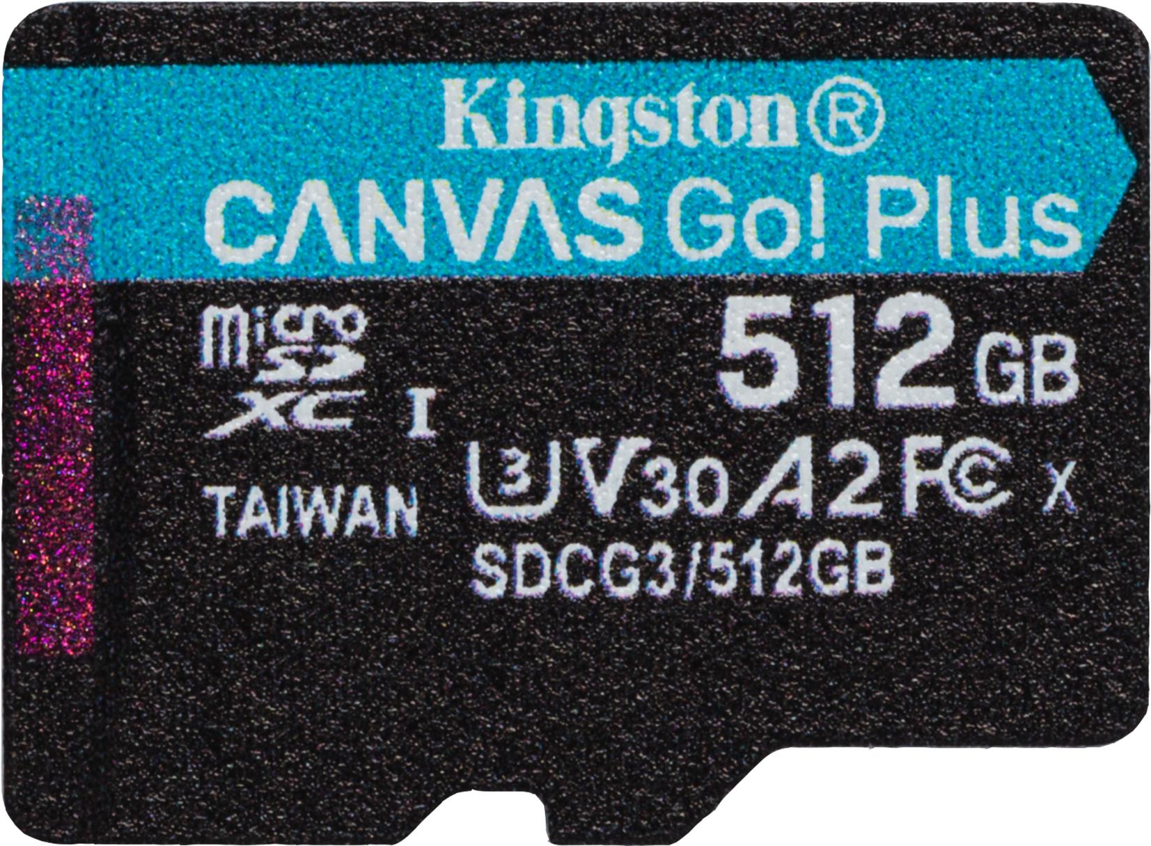 Kingston Canvas Go! Plus - Flash-Speicherkarte - 512GB - A2 / Video Class V30 / UHS-I U3 / Class10 - microSDXC UHS-I (SDCG3/512GBSP) von Kingston