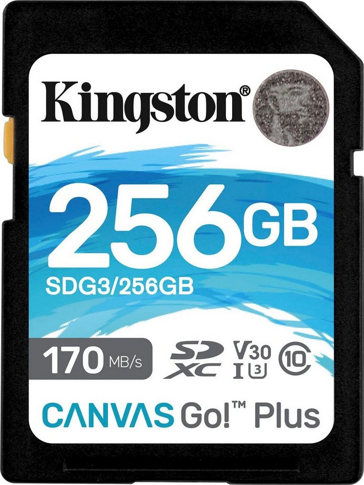 Kingston Canvas Go Plus SD 256GB Speicherkarte (256 GB, Video Speed Class 30 (V30)/UHS Speed Class 3 (U3), 170 MB/s Lesegeschwindigkeit) von Kingston