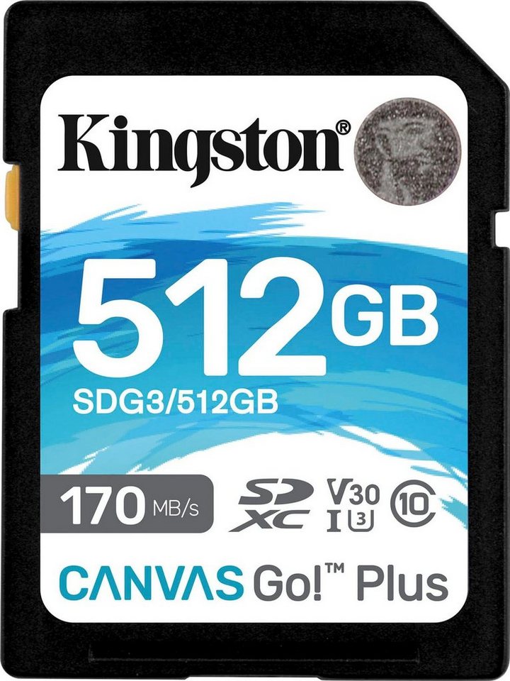 Kingston Canvas Go Plus microSD 512GB + ADP Speicherkarte (512 GB, Video Speed Class 30 (V30)/UHS Speed Class 3 (U3), 170 MB/s Lesegeschwindigkeit) von Kingston