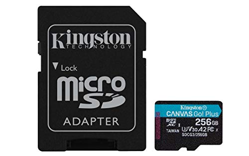Kingston Canvas Go! Plus microSD Speicherkarte Klasse 10, UHS-I 256GB microSDXC 170R A2 U3 V30 Speicherkarte + Adapter von Kingston
