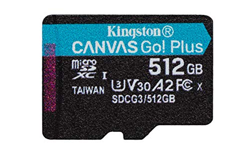 Kingston Canvas Go! Plus microSD Speicherkarte Klasse 10, UHS-I 512GB microSDXC 170R A2 U3 V30 Einzelpack ohne Adapter von Kingston