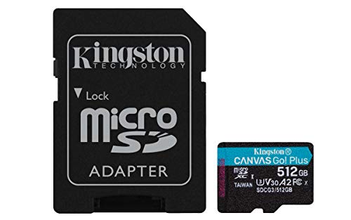 Kingston Canvas Go! Plus microSD Speicherkarte Klasse 10, UHS-I 512GB microSDXC 170R A2 U3 V30 Speicherkarte + Adapter von Kingston