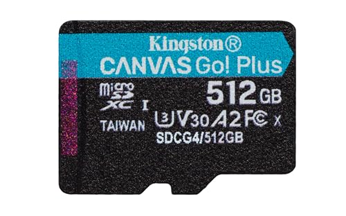 Kingston Canvas Go Plus microSDXC Speicherkarte Gen4 200MB/s A2 U3 V30 512GB Einzelpaket ohne ADP-SDCG4/512GBSP von Kingston