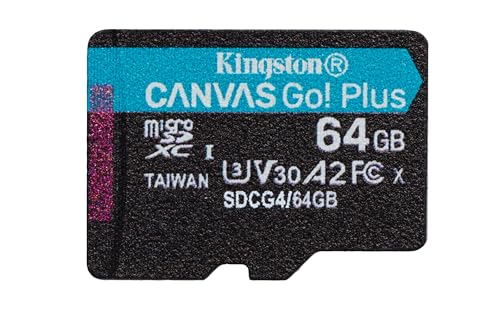 Kingston Canvas Go Plus microSDXC Speicherkarte Gen4 200MB/s A2 U3 V30 64GB Einzelpaket ohne ADP-SDCG4/64GBSP von Kingston