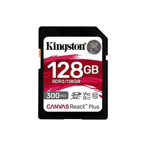 Kingston Canvas React Plus 128GB SDXC Speicherkarte UHS-II 300R/260W U3 V90 für Full HD/4K/8K - SDR2/128GB von Kingston