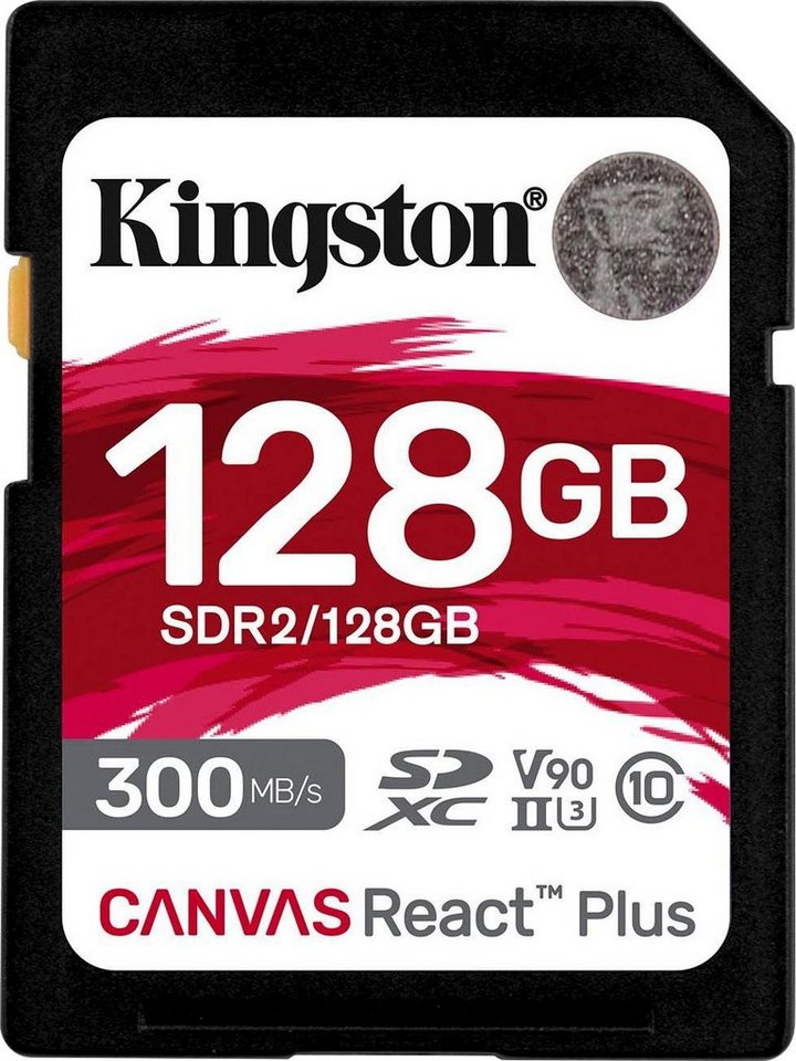 Kingston Canvas React Plus SD 128GB Speicherkarte (128 GB, Class 10, 300 MB/s Lesegeschwindigkeit) von Kingston