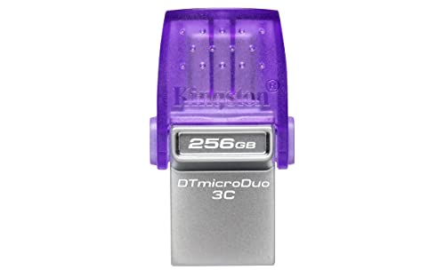 Kingston DataTraveler microDuo 3C USB-Stick 256GB USB Gen 3 Type-C und Type-A - DTDUO3CG3/256GB, Lila + Silber von Kingston