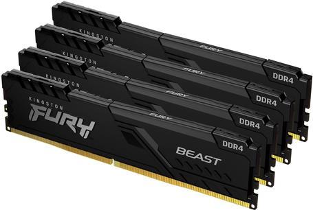 Kingston FURY Beast - DDR4 - Kit - 128 GB: 4 x 32 GB - DIMM 288-PIN - 3600 MHz / PC4-28800 - CL18 - 1.35 V - ungepuffert - non-ECC - Schwarz (KF436C18BBK4/128) von Kingston
