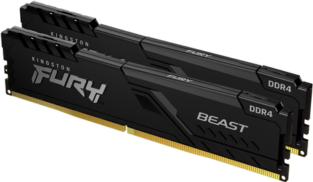 Kingston FURY Beast - DDR4 - Kit - 32 GB: 2 x 16 GB - DIMM 288-PIN - 3200 MHz / PC4-25600 - CL16 - 1.35 V - ungepuffert - non-ECC - Schwarz (KF432C16BB1K2/32) von Kingston