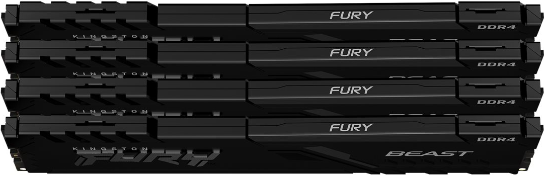 Kingston FURY Beast - DDR4 - Kit - 32 GB: 4 x 8 GB - DIMM 288-PIN - 3200 MHz / PC4-25600 - CL16 - 1.35 V - ungepuffert - non-ECC - Schwarz (KF432C16BBK4/32) von Kingston
