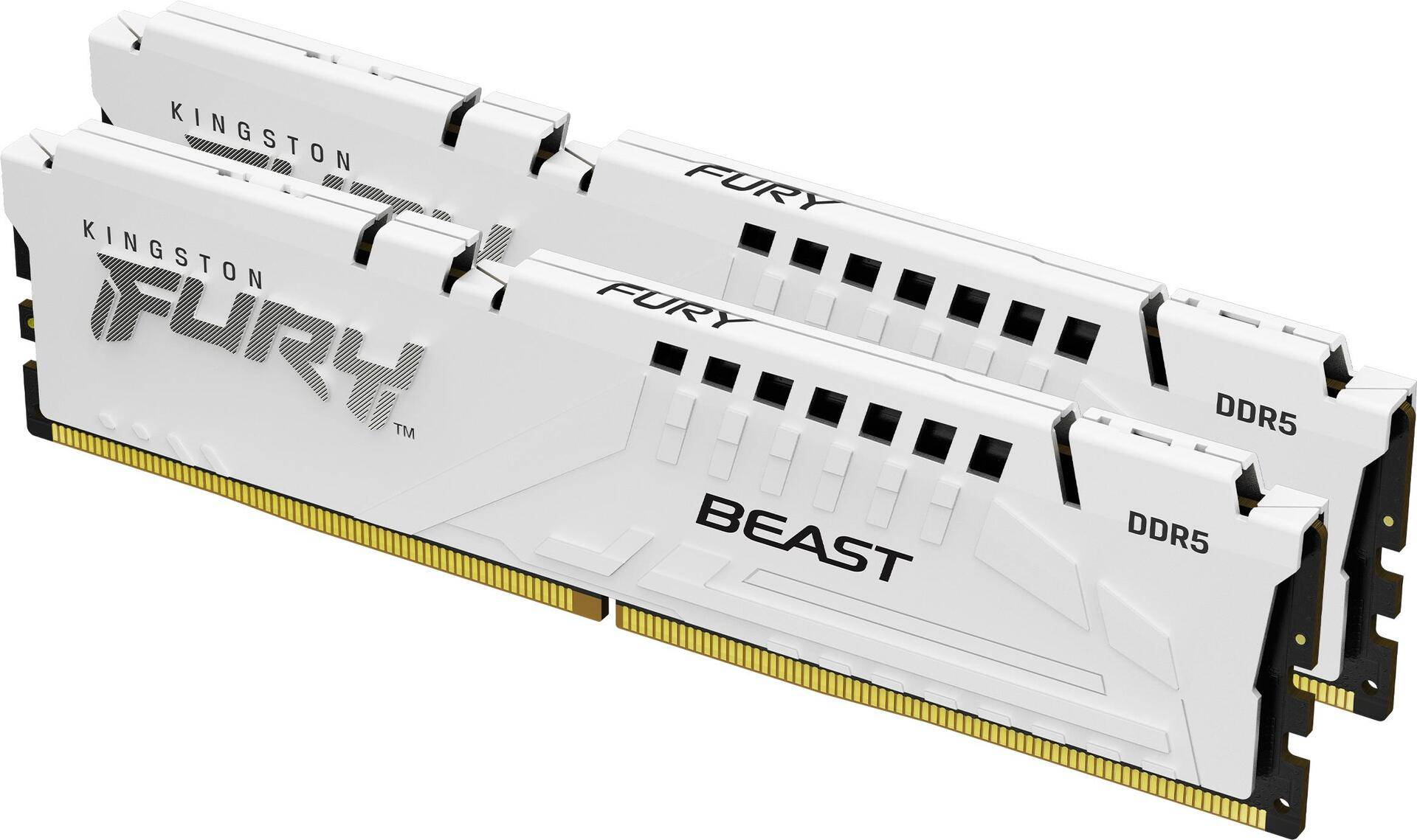 Kingston FURY Beast - DDR5 - Kit - 32 GB: 2 x 16 GB - DIMM 288-PIN - 6000 MHz / PC5-48000 - CL30 - 1.4 V - ungepuffert - on-die ECC - weiß (KF560C30BWEK2-32) von Kingston