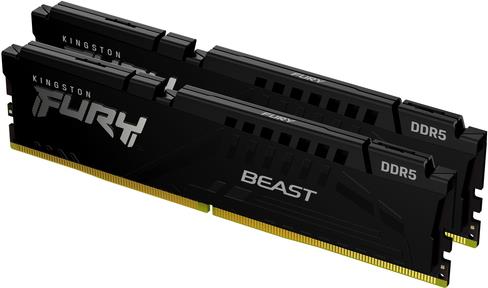 Kingston FURY Beast - DDR5 - Kit - 32 GB: 2 x 16 GB - DIMM 288-PIN - 6400 MHz / PC5-51200 - CL32 - 1.4 V - ungepuffert - on-die ECC - Schwarz (KF564C32BBEK2-32) von Kingston