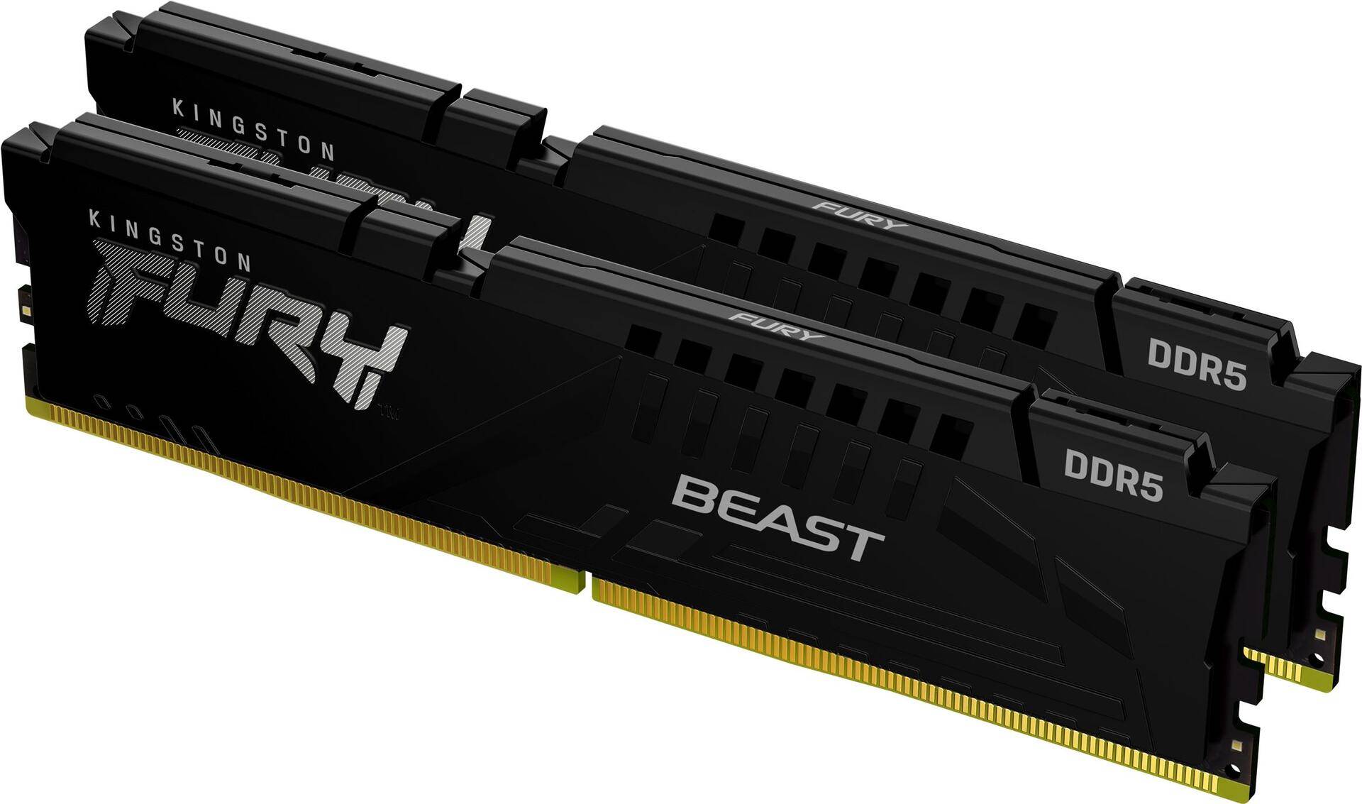 Kingston FURY Beast - DDR5 - Kit - 64 GB: 2 x 32 GB - DIMM 288-PIN - 6000 MHz / PC5-48000 - CL30 - 1.4 V - ungepuffert - on-die ECC - Schwarz (KF560C30BBK2-64) von Kingston