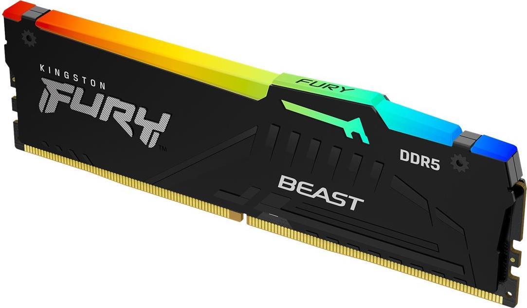 Kingston FURY Beast RGB - DDR5 - Modul - 16 GB - DIMM 288-PIN - 5600 MHz / PC5-44800 - CL36 - 1.25 V - ungepuffert - on-die ECC - Schwarz (KF556C36BBEA-16) von Kingston
