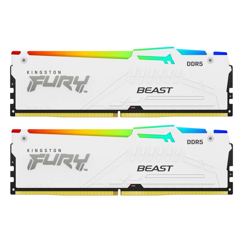Kingston FURY Beast RGB Weiß 64GB Kit (2x 32GB) DDR5-6000 EXPO DIMM Arbeitsspeicher, CL36-38-38, 1.35V von Kingston