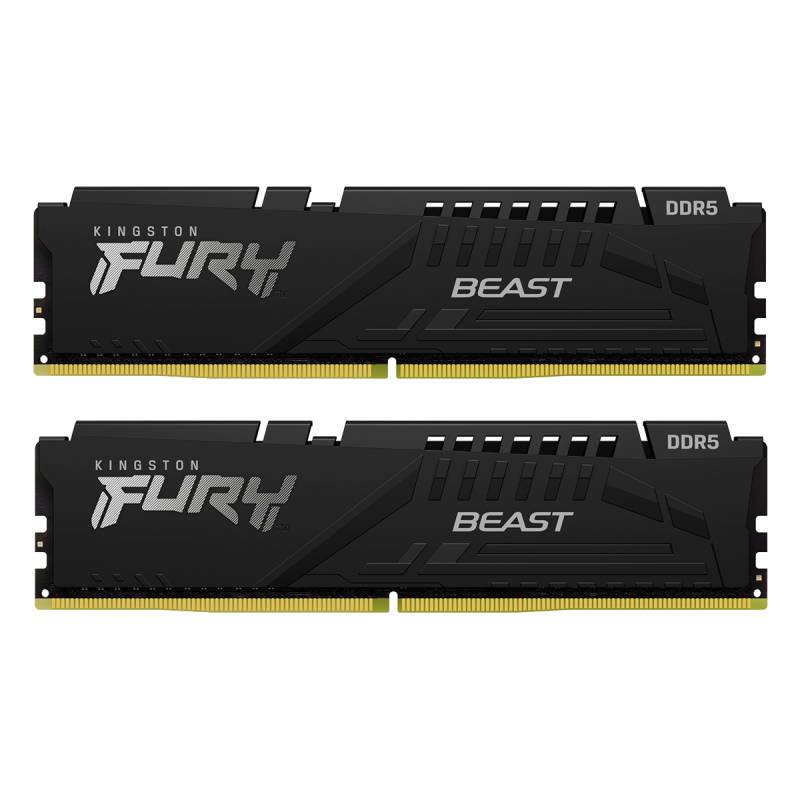 Kingston FURY Beast Schwarz 32GB Kit (2x 16GB) DDR5-6400 EXPO DIMM Arbeitsspeicher, CL32-39-39, 1.4V von Kingston