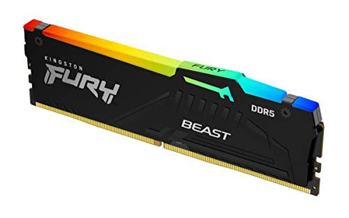 Kingston FURY Beast Schwarz RGB 16GB 5200MT/s DDR5 CL40 DIMM Desktop Gaming Speicher Einzelnes Modul - KF552C40BBA-16 von Kingston