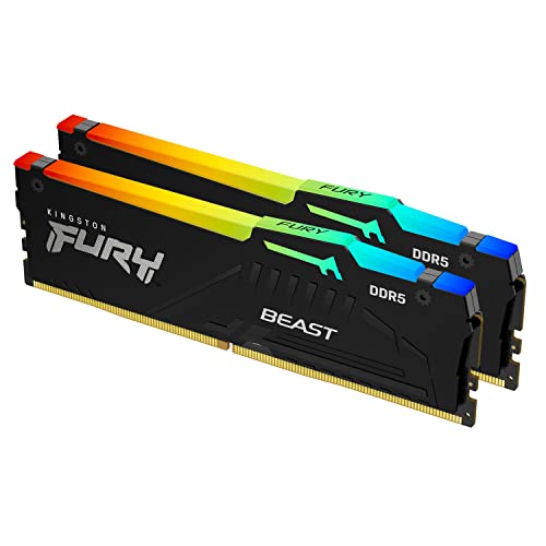 Kingston FURY Beast Schwarz RGB 32GB (2x16GB) 5600MT/s DDR5 CL36 DIMM Desktop Gaming Speicher Kit mit 2- KF556C36BBEAK2-32 von Kingston