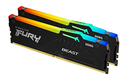 Kingston FURY Beast Schwarz RGB 64GB (2x32GB) 5600MT/s DDR5 CL40 DIMM Desktop Gaming Speicher Kit mit 2 - KF556C40BBAK2-64 von Kingston