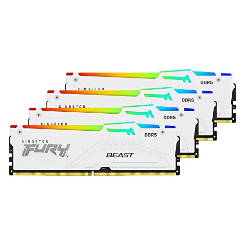 Kingston FURY Beast Weiß RGB XMP 64GB 5600MT/s DDR5 CL40 DIMM Desktop Gaming Speicher Kit mit 4 - KF556C40BWAK4-64 Kingston FURY Beast Weiß RGB XMP 64GB 5600MT/s DDR5 CL40 DIMM Desktop Gaming Speicher Kit mit 4 - KF556C40BWAK4-64 von Kingston