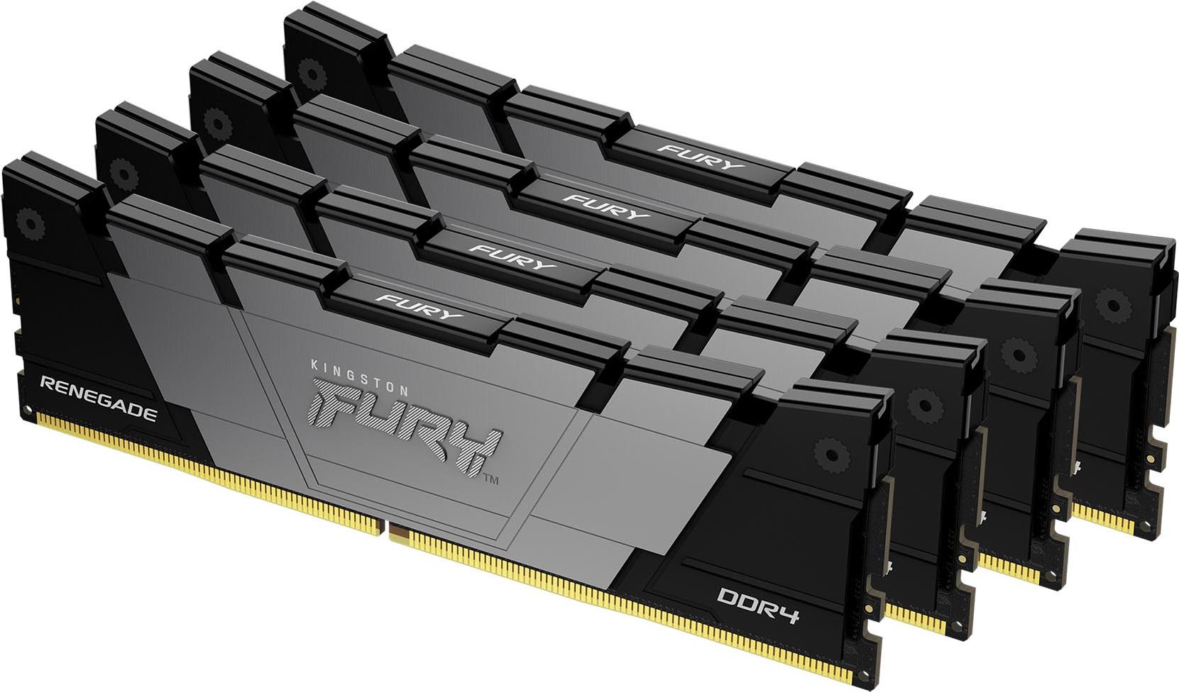 Kingston FURY Renegade - DDR4 - Kit - 64 GB: 4 x 16 GB - DIMM 288-PIN - 3600 MHz / PC4-28800 - CL16 - 1.35 V - ungepuffert - non-ECC - Schwarz (KF436C16RB12K4/64) von Kingston