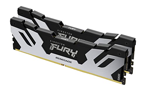 Kingston Fury Renegade DDR5 Silber/Schwarz XMP 48GB 6400MT/s CL32 DIMM Desktop Gaming Speicher (Kit mit 2) - KF564C32RSK2-48 von Kingston