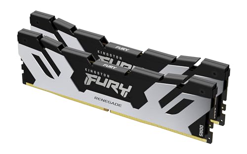 Kingston Fury Renegade DDR5 Silber/Schwarz XMP 64GB 6000MT/s CL32 DIMM Desktop Gaming Speicher (Kit mit 2) - KF560C32RSK2-64 von Kingston