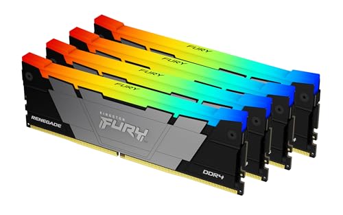 Kingston Fury Renegade RGB 64GB 3600MT/s DDR4 CL16 DIMM (Kit mit 4) 1Gx8 Desktop Gaming Speicher - KF436C16RB12AK4/64 von Kingston