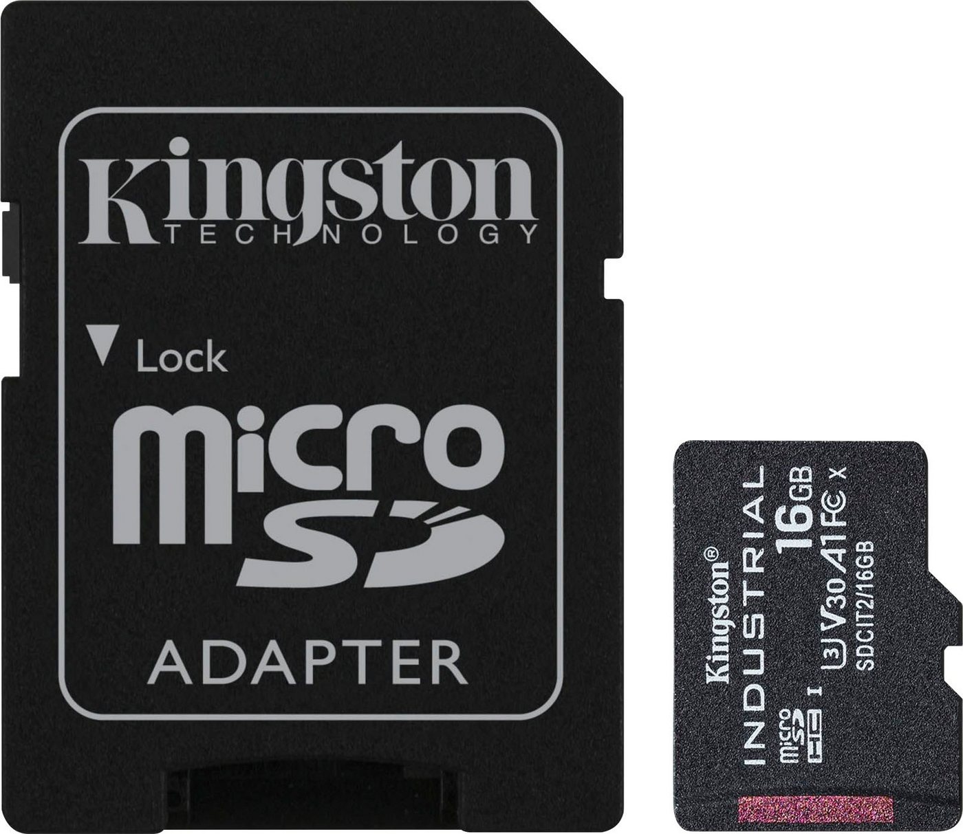 Kingston INDUSTRIAL microSD 16GB + SD Adapter Speicherkarte (16 GB, UHS-I Class 10, 100 MB/s Lesegeschwindigkeit) von Kingston