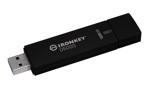 Kingston IronKey D500S Hardwareverschlüsselter USB-Stick 128GB FIPS 140-3 Lvl 3 (ausstehend) AES-256 - IKD500S/128GB, Schwarz von Kingston