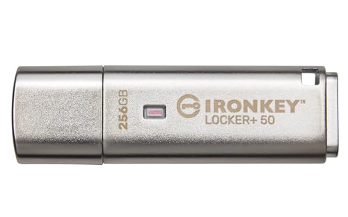 Kingston IronKey Locker+ 50 USB Stick XTS-AES-Verschlüsselung für Datenschutz mit automatischer USBtoCloud Sicherung-IKLP50/256GB von Kingston