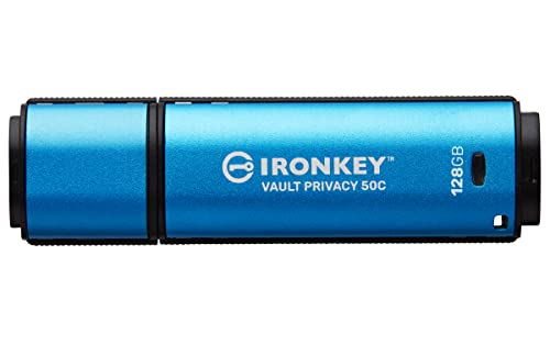 Kingston IronKey Vault Privacy 50 FIPS 197 Typ-C -zertifizierter und mit XTS-AES 256-Bit verschlüsselter USB-Stick für mehr Datenschutz - IKVP50C/128GB von Kingston