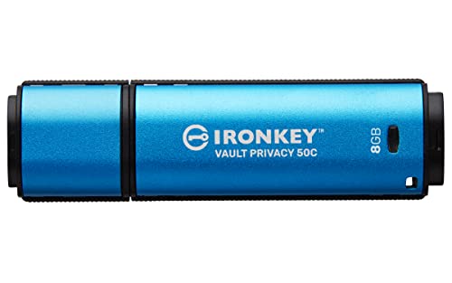 Kingston IronKey Vault Privacy 50 FIPS 197 Typ-C -zertifizierter und mit XTS-AES 256-Bit verschlüsselter USB-Stick für mehr Datenschutz - IKVP50C/8GB von Kingston