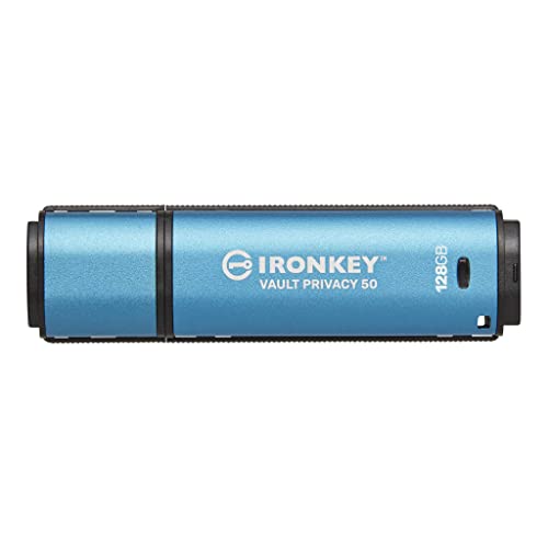 Kingston IronKey Vault Privacy 50 FIPS 197-zertifizierter und mit XTS-AES 256-Bit verschlüsselter USB-Stick für mehr Datenschutz - IKVP50/128GB von Kingston