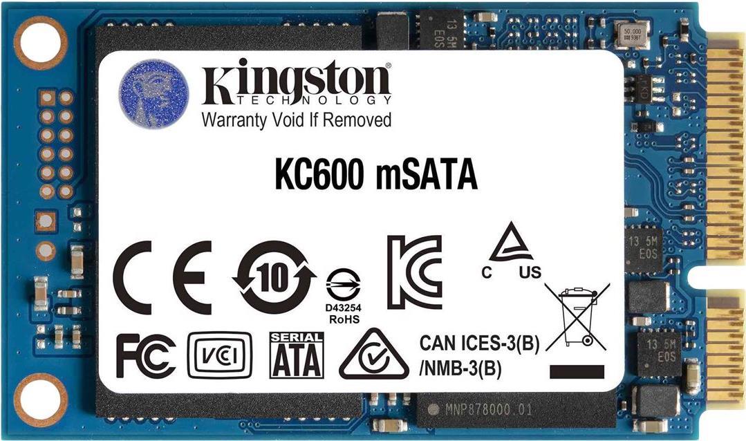 Kingston KC600 - SSD - verschlüsselt - 1024GB - intern - mSATA - SATA 6Gb/s - 256-Bit-AES - Self-Encrypting Drive (SED), TCG Opal Encryption (SKC600MS/1024G) von Kingston