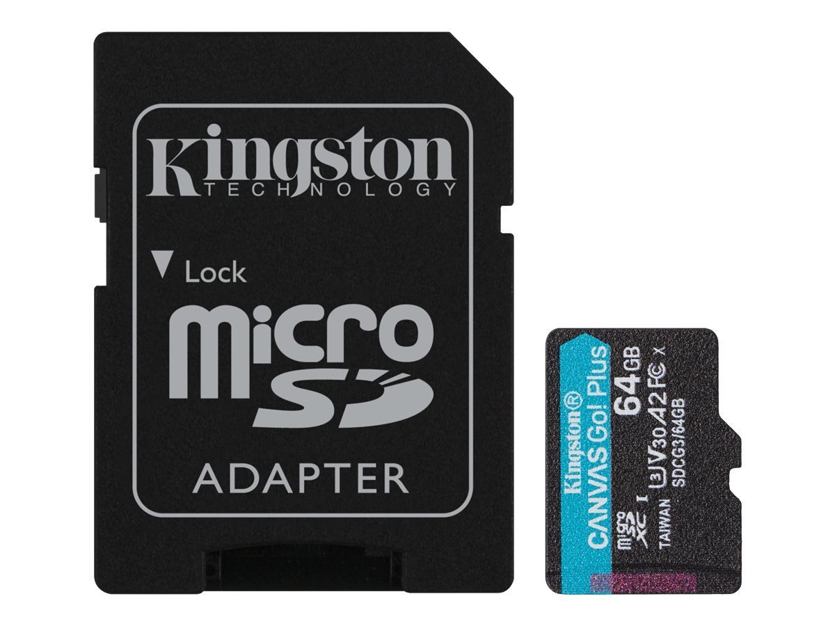 Kingston KINGSTON 64GB microSDXC Canvas Go Plus 170R A2 U3 V30 Card + ADP Micro SD-Karte Kingston KINGSTON 64GB microSDXC Canvas Go Plus 170R A2 U3 V30 Card + ADP Micro SD-Karte von Kingston