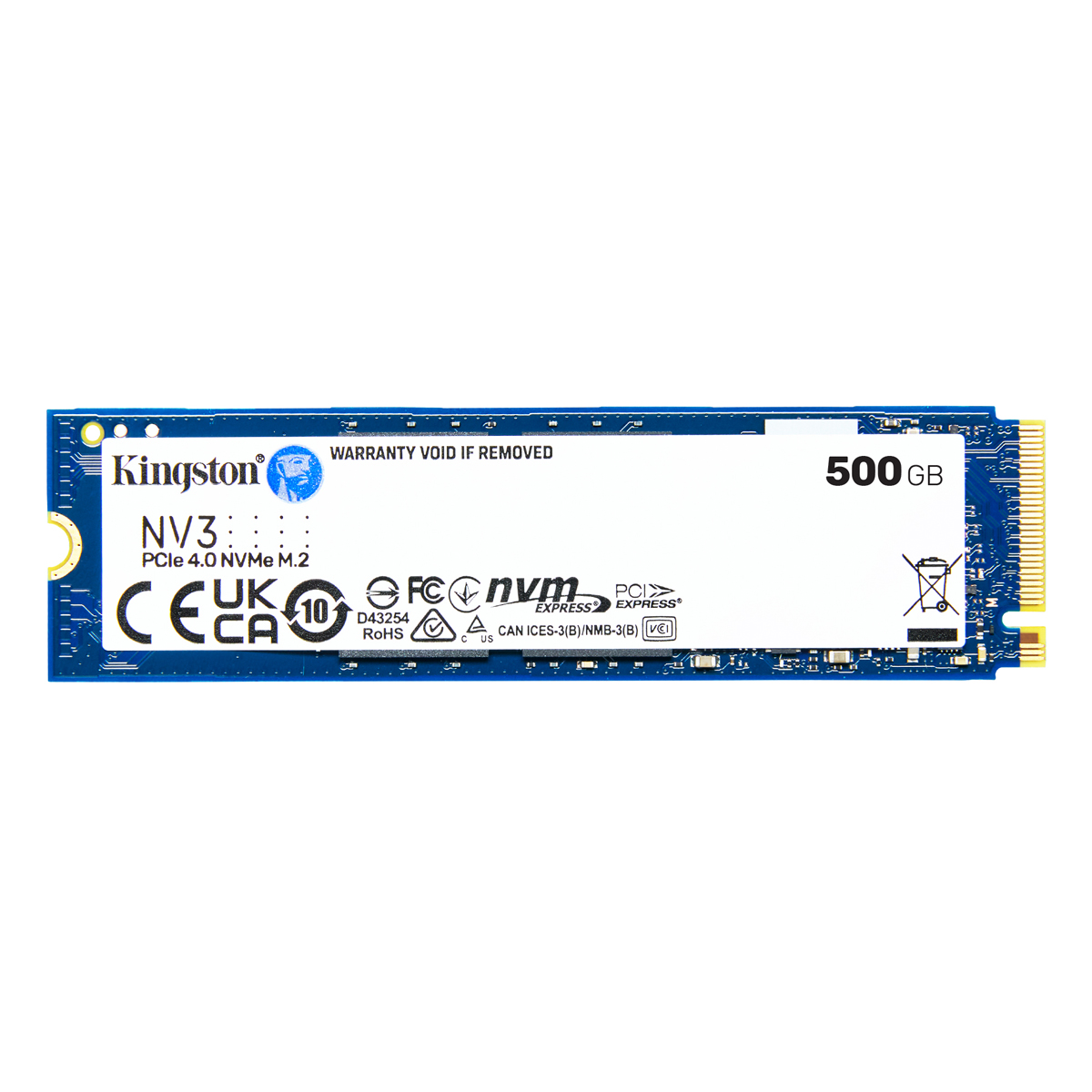 Kingston NV3 SSD 500GB M.2 2280 PCIe Gen4 NVMe Internes Solid-State-Module Kingston NV3 SSD 500GB M.2 2280 PCIe Gen4 NVMe Internes Solid-State-Module von Kingston