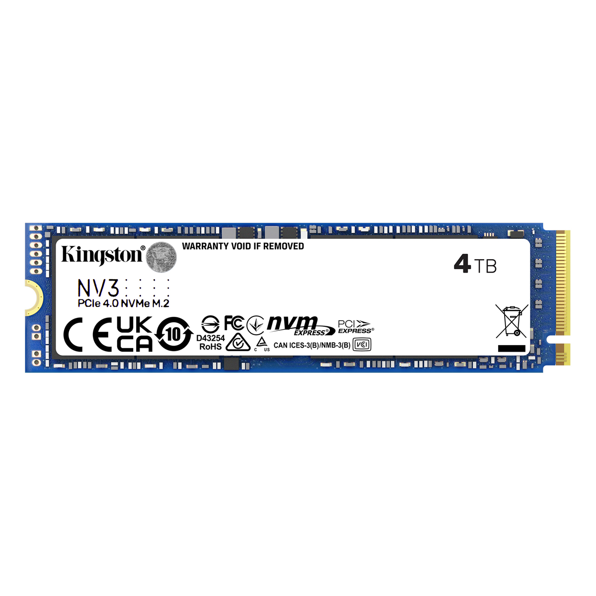 Kingston NV3 SSD 4TB M.2 2280 PCIe Gen4 NVMe Internes Solid-State-Module Kingston NV3 SSD 4TB M.2 2280 PCIe Gen4 NVMe Internes Solid-State-Module von Kingston