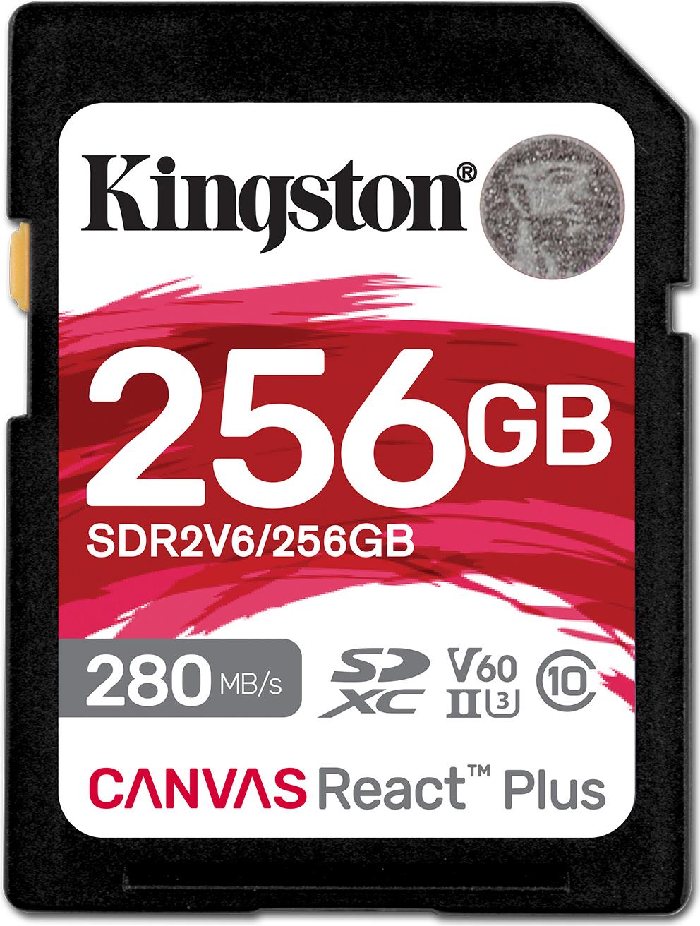 Kingston Technology 256GB Canvas React Plus SDXC UHS-II 280R/150W U3 V60 for Full HD/4K (SDR2V6/256GB) von Kingston