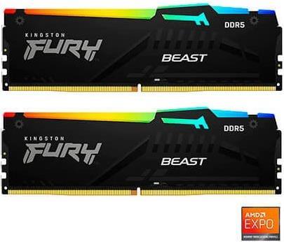 Kingston Technology FURY Beast RGB Speichermodul 16 GB 2 x 8 GB DDR5 5200 MHz (KF552C36BBEAK2-16) von Kingston