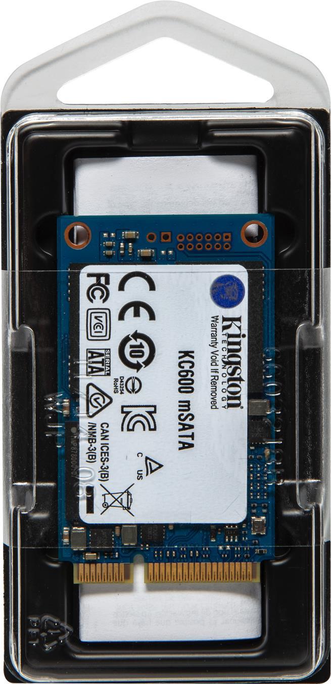 Kingston KC600 - SSD - verschlüsselt - 512GB - intern - mSATA - SATA 6Gb/s - 256-Bit-AES - TCG Opal Encryption, Self-Encrypting Drive (SED) (SKC600MS/512G) von Kingston