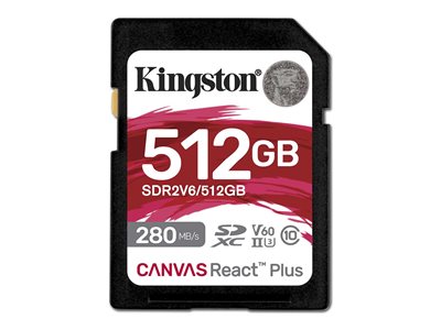 SD Card 512GB Kingston SDXC React+ 280R/150W Reader retail von Kingston