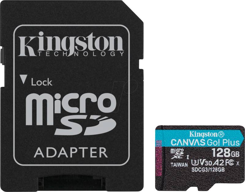 SDCG3/128GB - MicroSDXC-Speicherkarte, 128 GB Canvas Go Plus + ADP von Kingston