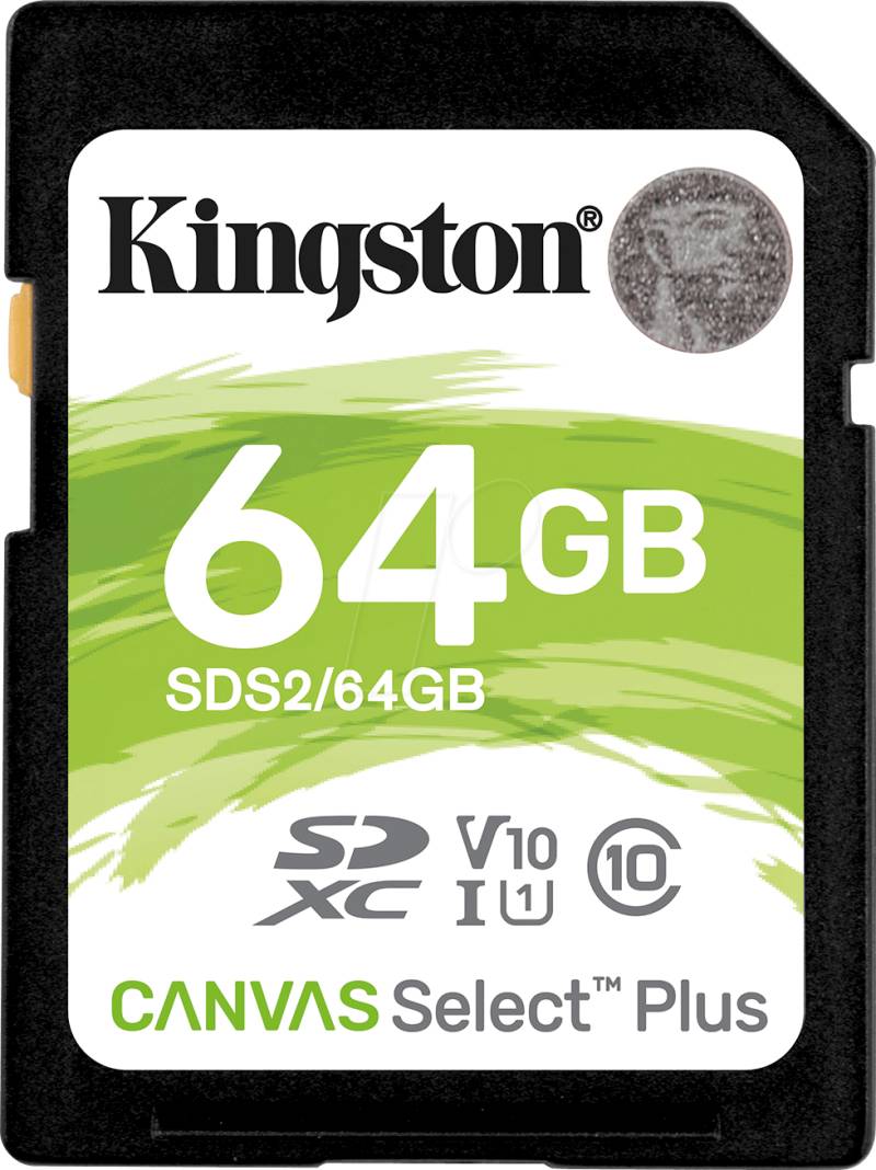 SDS2/64GB - SDXC-Speicherkarte, 64 GB, Canvas Select Plus von Kingston