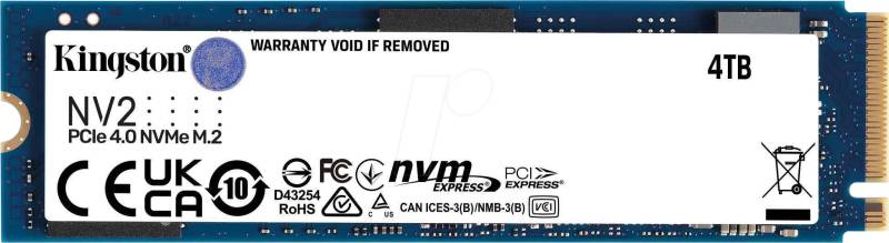 SNV2S/4000G - Kingston NV2 NVMe™ SSD, 4 TB, M.2 PCIe von Kingston