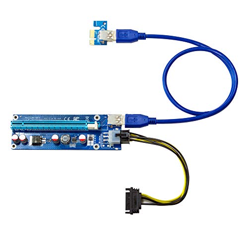 PCI-E (PCIE) Kartenadapter für Mining – Power Adapter Karte Flexibilität Verlängerung SATA auf 6-poliges Kabel für GPU Bitcoin & Crypto Mining Motherboard 1 x zu 16 x Riser von Kingwin