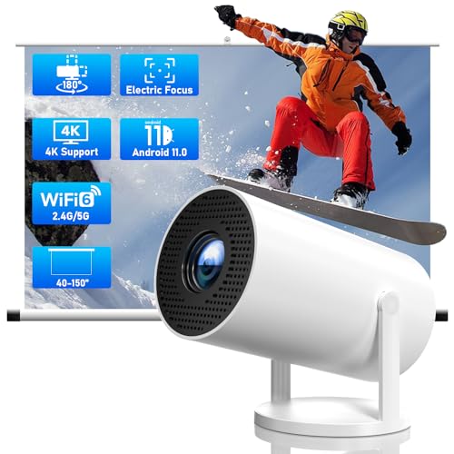 Mini Beamer 4K Unterstützt - Smart Projektor mit Android OS, Tragbar Beamer Wi-Fi 6, BT5.4, Native 720P, Auto Trapezkorrektur, 180°Dreh Heimkino Projector für Phone/PC/TV Box, HDMI, USB, 40" - 150" Mini Beamer 4K Unterstützt - Smart Projektor mit Android OS, Tragbar Beamer Wi-Fi 6, BT5.4, Native 720P, Auto Trapezkorrektur, 180°Dreh Heimkino Projector für Phone/PC/TV Box, HDMI, USB, 40" - 150" von Kinhank