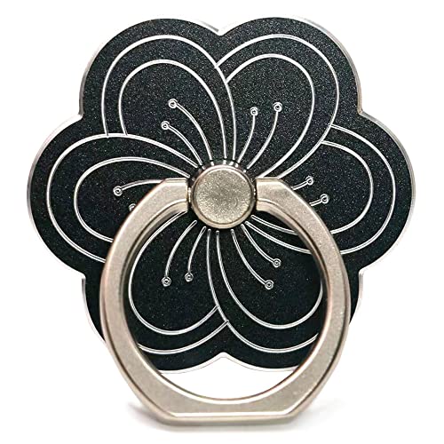 Kinizuxi Handy Ring Smartphone Fingerhalterung,Liebliche Blume 360 Grad Drehung Ring Halter Ringhalter Fingerhalter Handyhalterung für iPhone iPad Samsung Huawei und mehr (1 Schwarz) von Kinizuxi