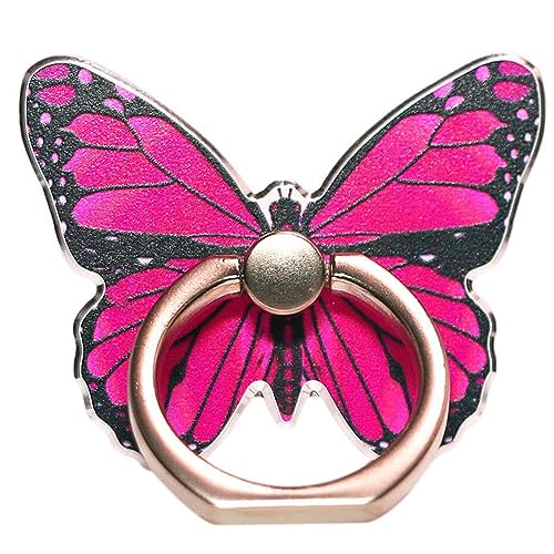 Kinizuxi Schmetterling Handy Ring Smartphone Fingerhalterung, 360 Grad Drehung Ring Halter Ringhalter Fingerhalter Handyhalterung für iPhone iPad Samsung Huawei und mehr (1 Rosa) von Kinizuxi